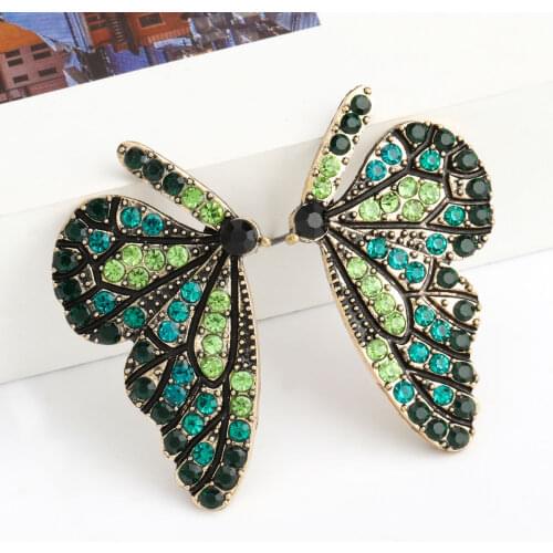 Fashion Antiqued Gold Color Full of Colorful Rhinestonel Butterfly Stud Earrings for Women Female Girls Party Earrings