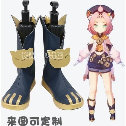 Anime Genshin Impact Diona Cosplay Shoes Boots Wigs Halloween Accessories Diona Cosplay Short Pink Wigs