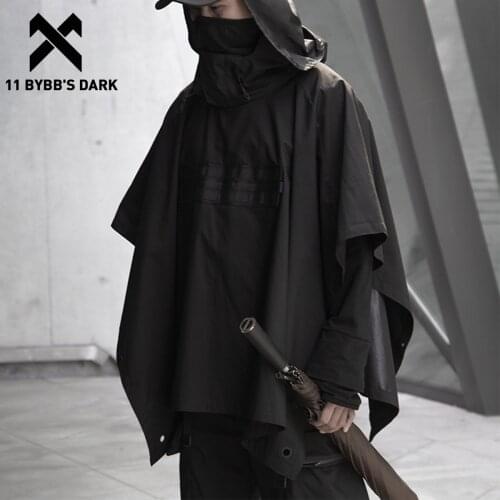 11 BYBBS DARK Dark Functional Cloak Dark Ninja Jacket Trench 2020 Streetwear Tactical Pullover Hoody Windbreaker Shawl Coat Men