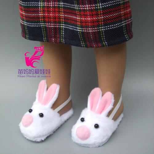 Rabbit plush shoes flip flop For 18" Dolls 43CM dolls slippers children gifts