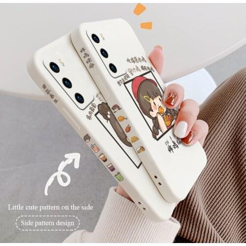 Simple Girl Phone Case For Huawei P40 P40Lite P30 P20 Mate 40 40Pro 30 20 Pro Lite P Smart 2021 Y7a Liquid Silicone Cover