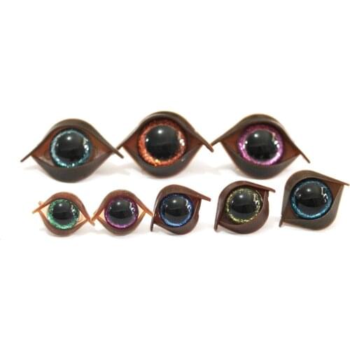 20pcs/lot--13/14/15/16/18/20/22/24MM Roun clear toy eyes+ glitter fabric+hard washer+ brown eyelid for plush doll--size option