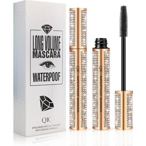 QIC 4d Fiber Diamond Mascara Waterproof 3d Eyelashes Rimel for Eyelash Extension Black Thick Lengthening Eye Lashes Cosmetics