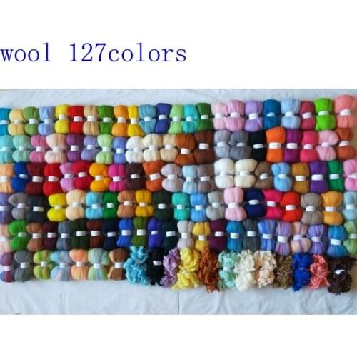 WFPFBEC 127 colors needle felting wool for roving wool fiber combed 100% wool merino felt 1270g 10g/color alpaca Curly Fiber