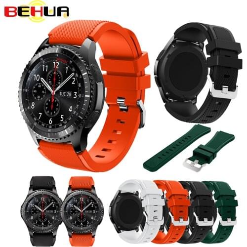 BEHUA 22mm Silicone Watchband for Samsung Galaxy Watch 46mm / 3 45MM Rubber Sport Band Strap Bracelet for Gear S3 Classic Correa