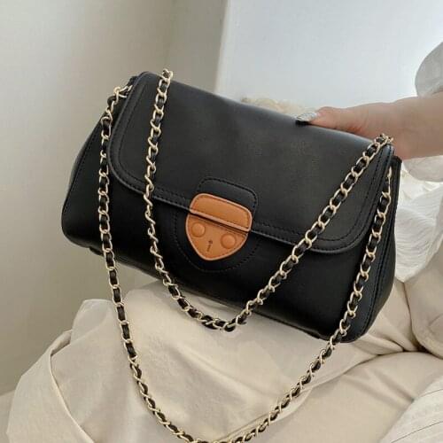 High Quality Pu Leather Shoulder Bags for Women New Simple Black Armpit Bag Small Flap Sling Handbag Ladies Chain Crossbody Bag