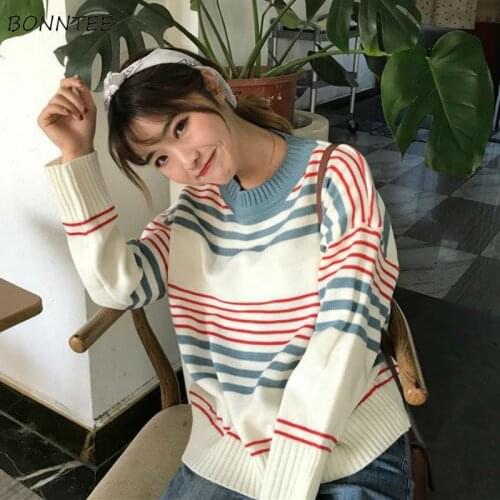 Sweaters Women All-match Chic Colorful Basic Simple Korean Soft Long Sleeve Girls Knitwear Autumn Spring Lovely Femme Pullovers