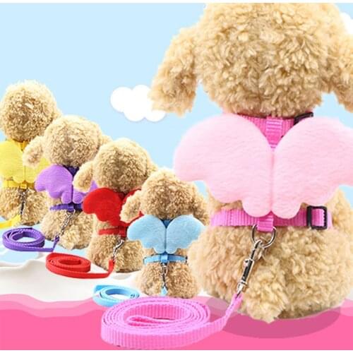 Pet traction rope with angel chest back rope wings cartoon doll new dog traction cat traction I-shape