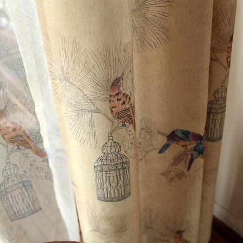 Curtains for Living Room Pastoral Curtain for Bedroom Luxury Sheer Curtains Birds Printed Window Drapes Home