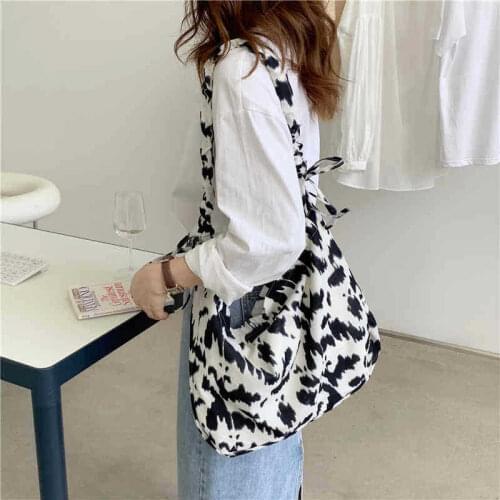 Retro Design Women Underarm Bag Cow Printed Large Capacity Ladies Shoulder Messenger Bags Eco Female Shopping Bags Tote Handbags