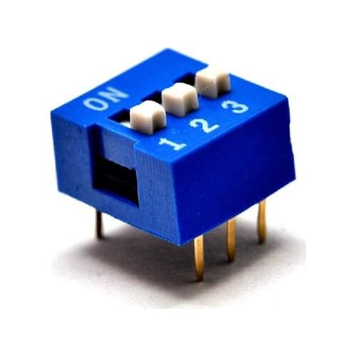 100pcs/lot 3P DIP Switch 3 Position 2 Row 6 Pin 2.54mm Pitch Slide DIP Switch Blue Color