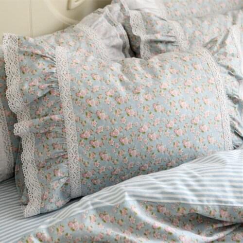 2pcs refresh print pillow case Embroidered lace pillow cover pastoral style bedding pillow cases pillow sham without filler sale