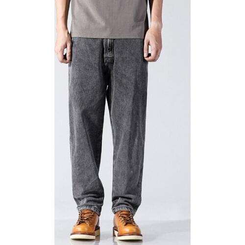 2021 Summer Classic Brand Straight Loose Denim Cropped Pants High Street Hip Hop Mens Harem Pants Tapered Pants Jeans