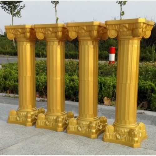 4Pcs/lot Gold Roman Columns Plastic Pillars Road Cited Wedding Props Event Decoration Supplies free shipping