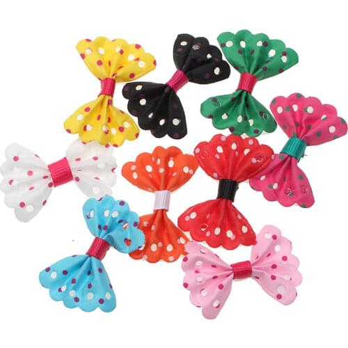 50pcs Dotted Satin Ribbon Flowers Bows Ribbons For Crafts Grosgrain Bow Tie Scrapbooking Wedding Decoration Fit Hair Clip Diy