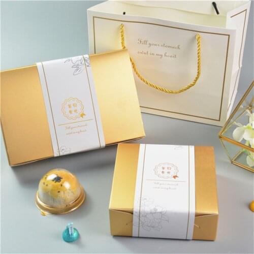 50pcs Net red gold card paper gift boxes square baking package chocolate candy biscuits paper box party favors cake dessert box
