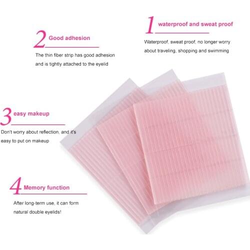 50Pcs Double Eyelid Fiber/Adhesive Lace Eye Lift Strips Invisible AndTransparent Eyelid Stickers Waterproof Makeup Tools