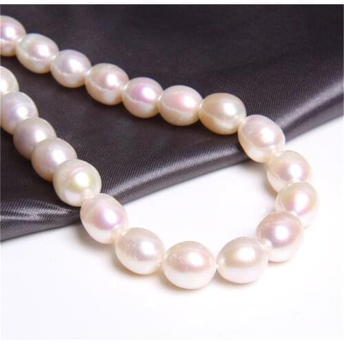 9-10MM Big White Natural Pearl A Grade Oval Freshwater Pearl Bead High Quality Loose Pearl Beads For Jewelry Making Necklace 14