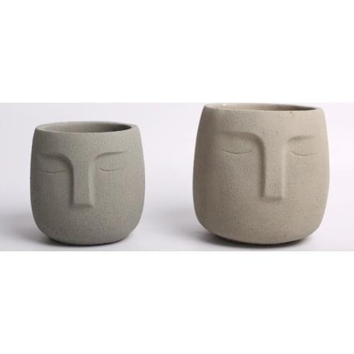 Cement Face flowerpot Mold Creative design of Concrete Flowerpot Silicone Molds Head basin household furnishing tools mold