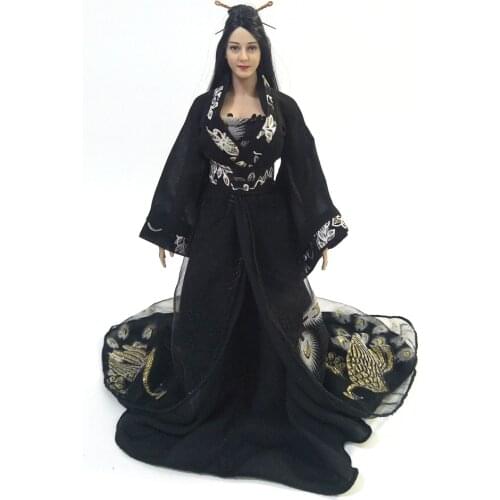 1/6 Scale Graceful Female Ancient Black Long Dress Models for 12''Figures Bodies DIY