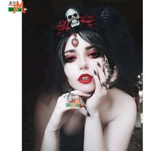 Sexy Red Eyes Vampire Woman DIY Diamond Painting Diamond Embroidery Cross Stitch Skull Full Square Round Drill 5D Home Decor