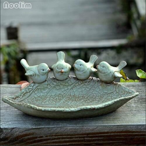NOOLIM American Country European Bird Ceramic Ashtray Crafts Jewelry Keys Storage Tray Decorative Plate Ornaments Home Decor