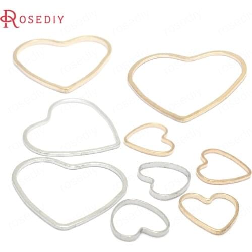 50PCS 9x9MM 13x14MM 19x21MM Gold Color Brass Heart Shape Closed Rings Connect Rings Diy Jewelry Findings Accessories wholesale