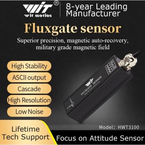 WitMotion HWT3100 Military-Grade PNI magnetometer heading angle fluxgate, RM3100 3-axis electronic compass geomagnetic sensor