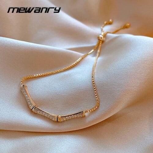 MEWANRY 925 Sterling Silver Bracelet for Women New Accessories Trendy Elegant Simple Sparkling Bamboo Joint Zircon Bride Jewelry