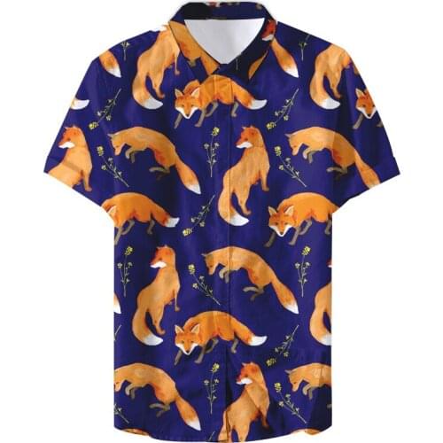 Fashion fox 3D stampa maglietta casual estate veloce a secco camicia maschile casual Street hip hop shirt