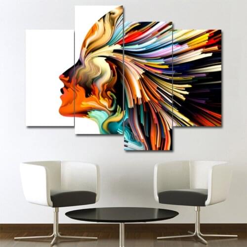 4pcs Print poster canvas Wall Art Creative face design Modular pictures on the wall sitting room(no frame)