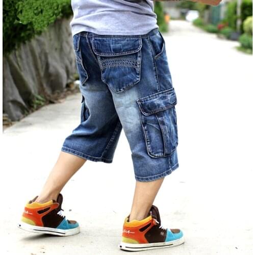 Mens Denim Shorts Mens Big size Loose baggy Short Jeans for Men Boys Hip Hop Skateboard pants for Rappers Rap trousers