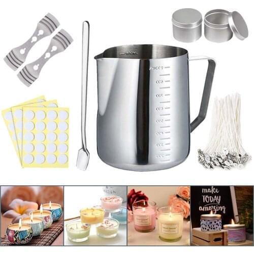 6pcs/Set Candle Making Kit DIY Candle Craft Tools with Pouring Pot Candle Tin Spoon Candle Wick for Adults Beginners