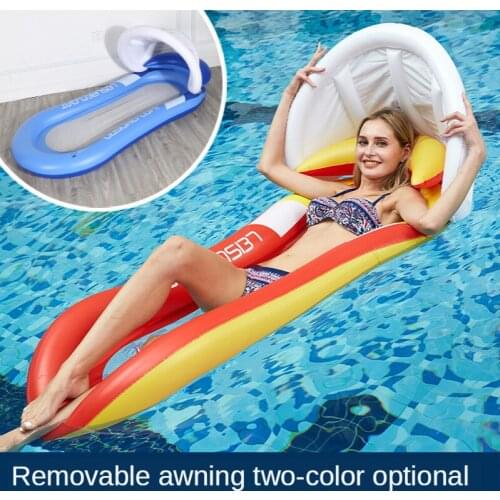 Inflatable Sun Lounger with Net Giant Swimming Floating water Bed Adult Leisure Water Bed Swimming Ring Pool Lounge Float