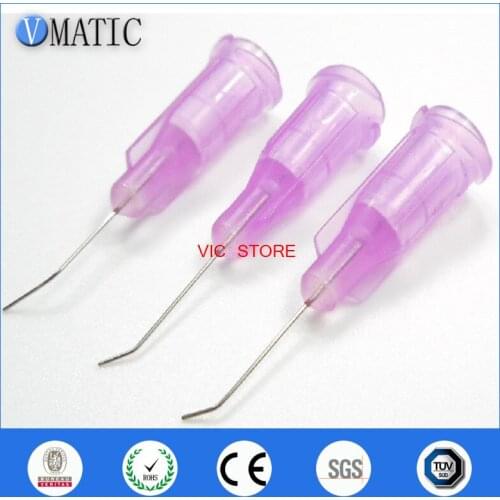 High Quality 100Pc 30G Lavender Color 0.5'' Tube Length 45 Degree Bent Glue Dispensing Needle Tip 1/2 Inch