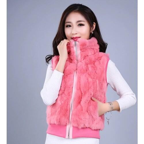 Real fur rabbit Korean rabbit fur coat natural fur vest short female rabbit vest women fur coat real