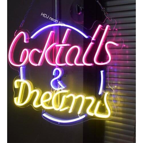 Custom Led Flex Neon Sign cocktail & dream Art Bar Pub Club Wall Hanging Flexible Decoration For Room Wedding
