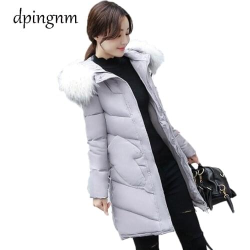 2018 New Winter Jacket Women Hooded Thicken Coat Female Fashion Warm Outwear Down Cotton-Padded false Fox Fur Collar Coat Parka