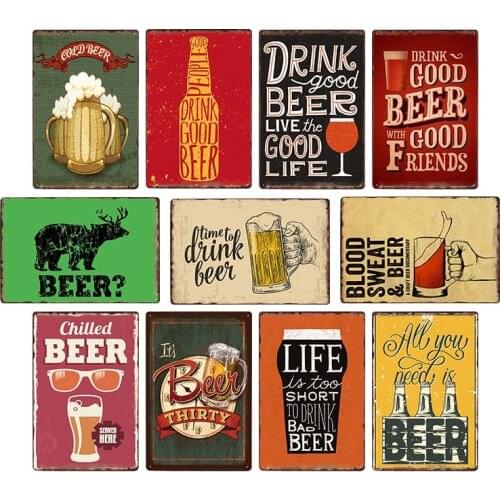 Beer Vintage Metal Tin Sign Shabby Chic Home Bar Pub Club Tavern Cafe Poster Wall Decor Art Plaque Retro Tin Paintngs