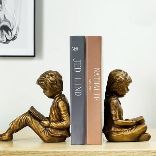 Resin Boy and Girl Bookends Pair