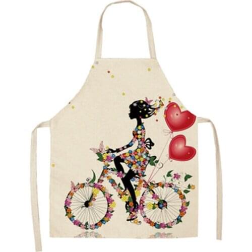 Kitchen Restaurant Supplies Cotton Linen Waterproof Women Aprons Home Cooking Tool Waist Bib Easy Cleaning 68x55cm