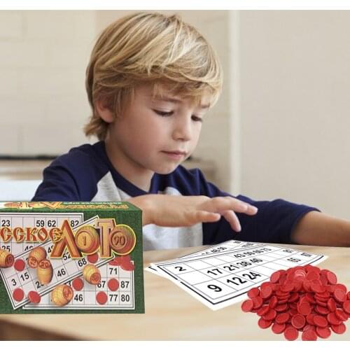 Russian Bingo Game Fun Board Traditional Bingo Lottery Family Game Set Bingo Toys Counters Party Bingo Lucky Balls Game