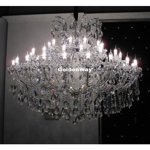 Chrome Clear Crystal Chandelier Lighting D150cm H125cm 45L LED Crystal Light for Hotel Project Restaurant Lustres Luminaria Lamp