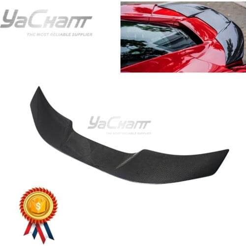 Car-Styling Dry Carbon Fiber V Pattern Rear Spoiler Fit For 2015-2019 F488 GTB VRS Style Spoiler Wing