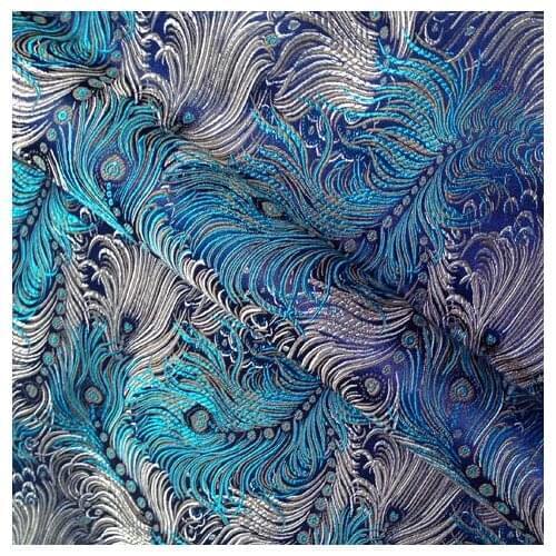 75cm*100cm Brocade cloth fabrics costume doll dress fabric clothing apparel brocade peacock blue bottom dress diy luxury fabric