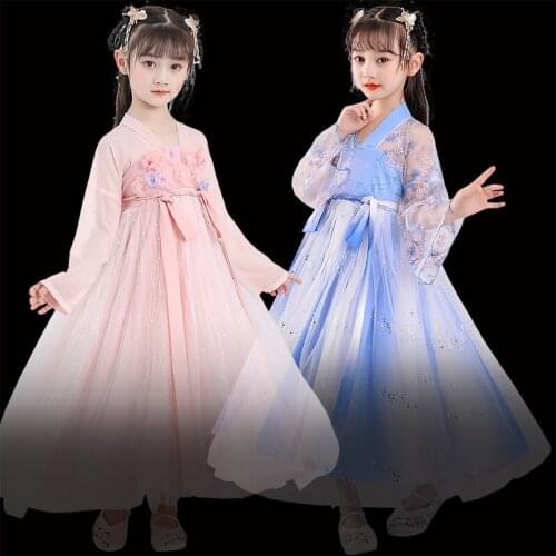 Chinese Traditional Hanfu For Kids Elegant Han/Tang Dynasty Princess Clothes Classical Folk Dance Performance Costumes VO1163