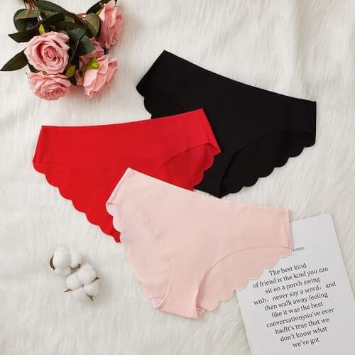 BANNIROU Sexy Lingerie Seamless Panties For Woman Underwear Sexy Briefs Solid Female Panties Underwear For Women Seamless 3 Pcs