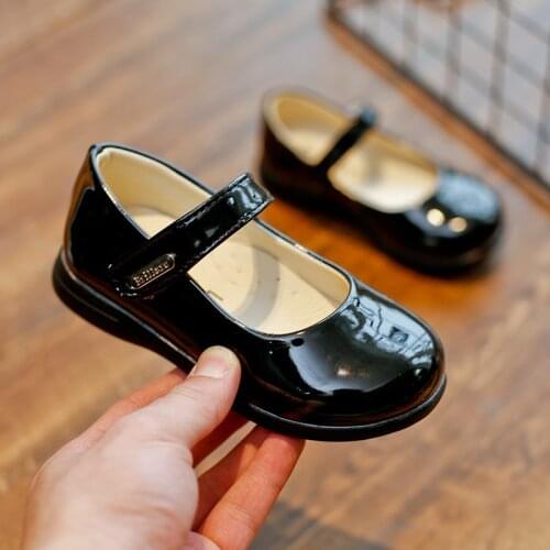 Little Girls Black Party Shoes For Toddlers Big Kids Leather Shoes Childrens Dress Flats For Wedding Party Stage Classic Simple