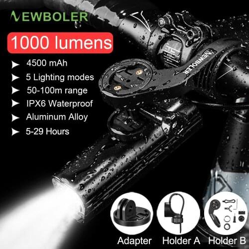 1000 Lumens Bike Light Hoisting Headlights Multifunctional Holder Powerful Flashlight USB Rechargeable LED Bicycle Front Light