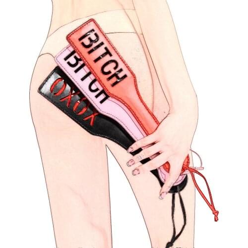 High Quality Leather Slave Bitch Sexy Spanking Paddle for Couples Flirting Handcuffs Bondage Flogger Whip Adults Games Sex Tools